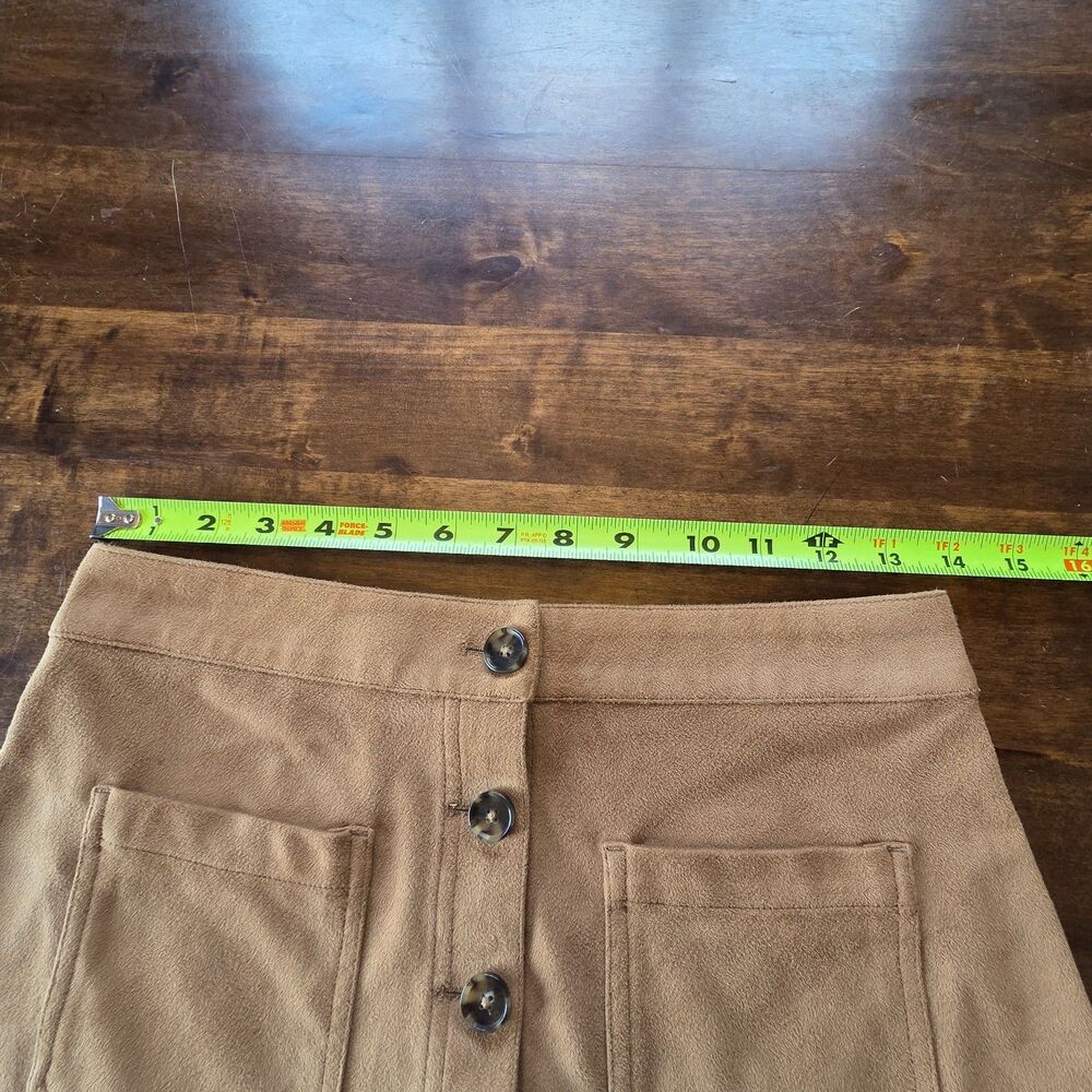 Marine Layer Faux Suede Button Front Mini Skirt Tan Size 2 Retro 70s Style NWOT - Picture 6 of 8
